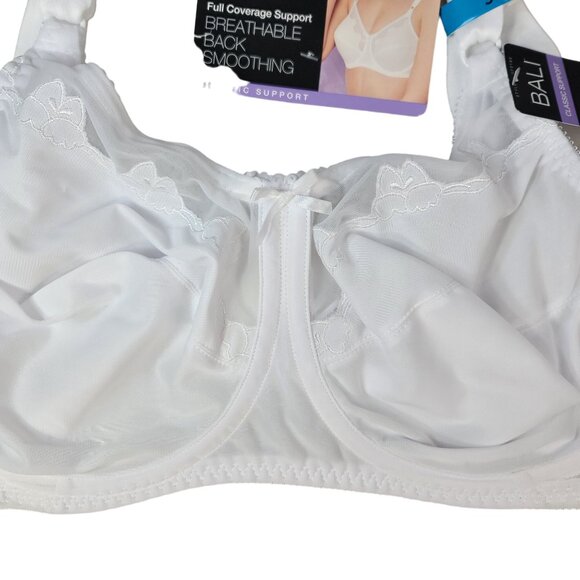 Bali Flower Full Coverage Support Bra White 36DDD Breathable Back Smoothing NWT - Picture 3 of 10